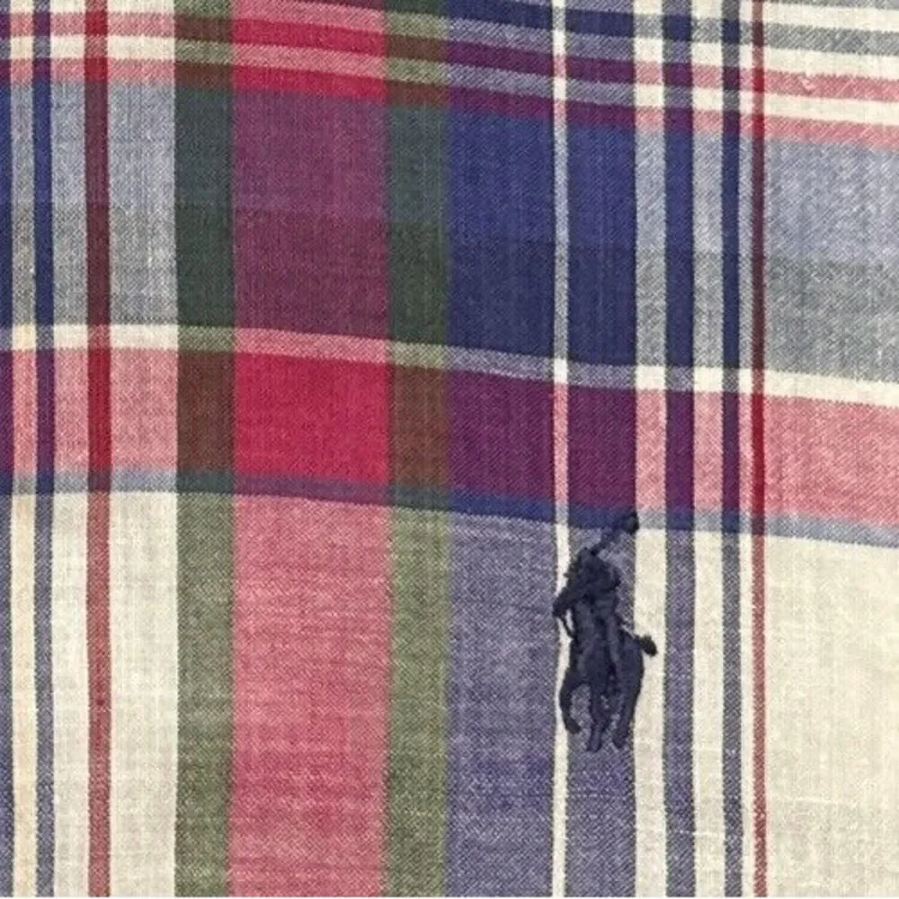 Ralph Lauren XL BLAIRE Men Cotton Blue/pink/green Button Down‎ Shirt EXCELLENT